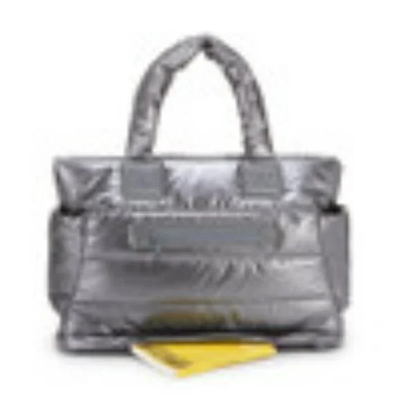NWT CIPU 7 PIECE PUFFER PARENT BAG IN DARK SILVER & PINK INTERIOR.  OS - Picture 7 of 9